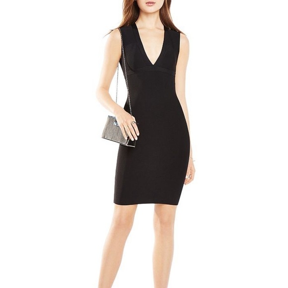 NEW BCBGMAXAZRIA Oralie Cutout Back Dress Black Bandage Style Mini Medium - Picture 1 of 10
